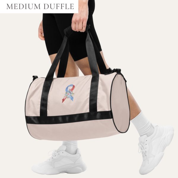 Pastel Floral Red & Blue Awareness Ribbon Medium Gym / Duffle Bag