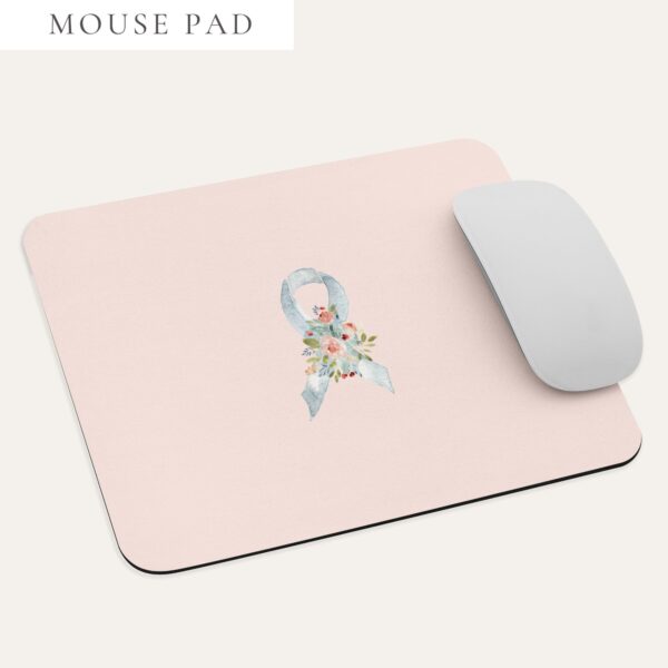 Pastel Floral White Awareness Ribbon Mouse Pad In Pink