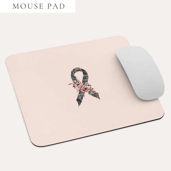 Pastel Floral Zebra Awareness Ribbon Mouse Pad In Pink
