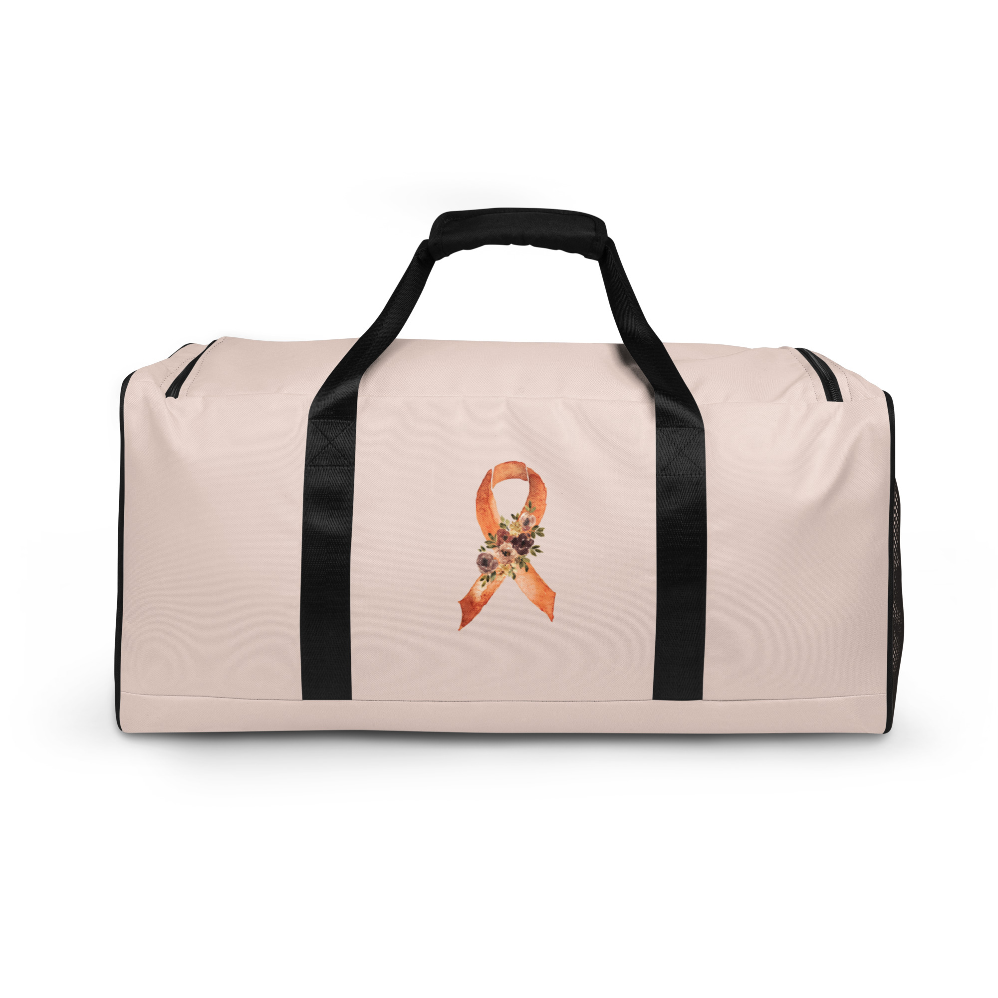 Pastel Floral Orange Awareness Ribbon Large Duffle Bag - Image 4