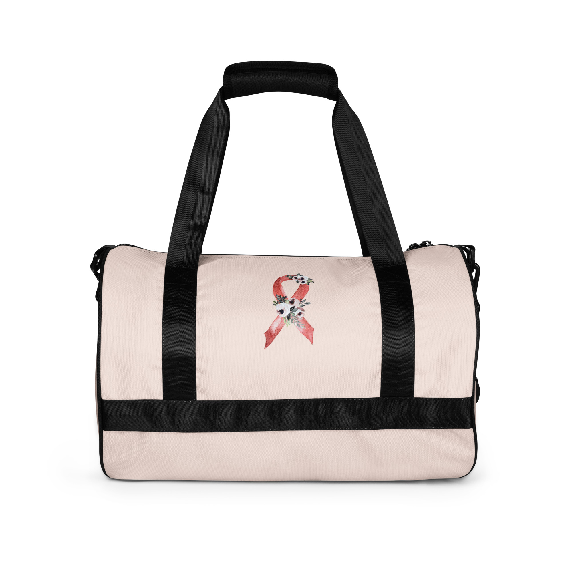 Pastel Floral Red Awareness Ribbon Medium Gym / Duffle Bag - Image 3