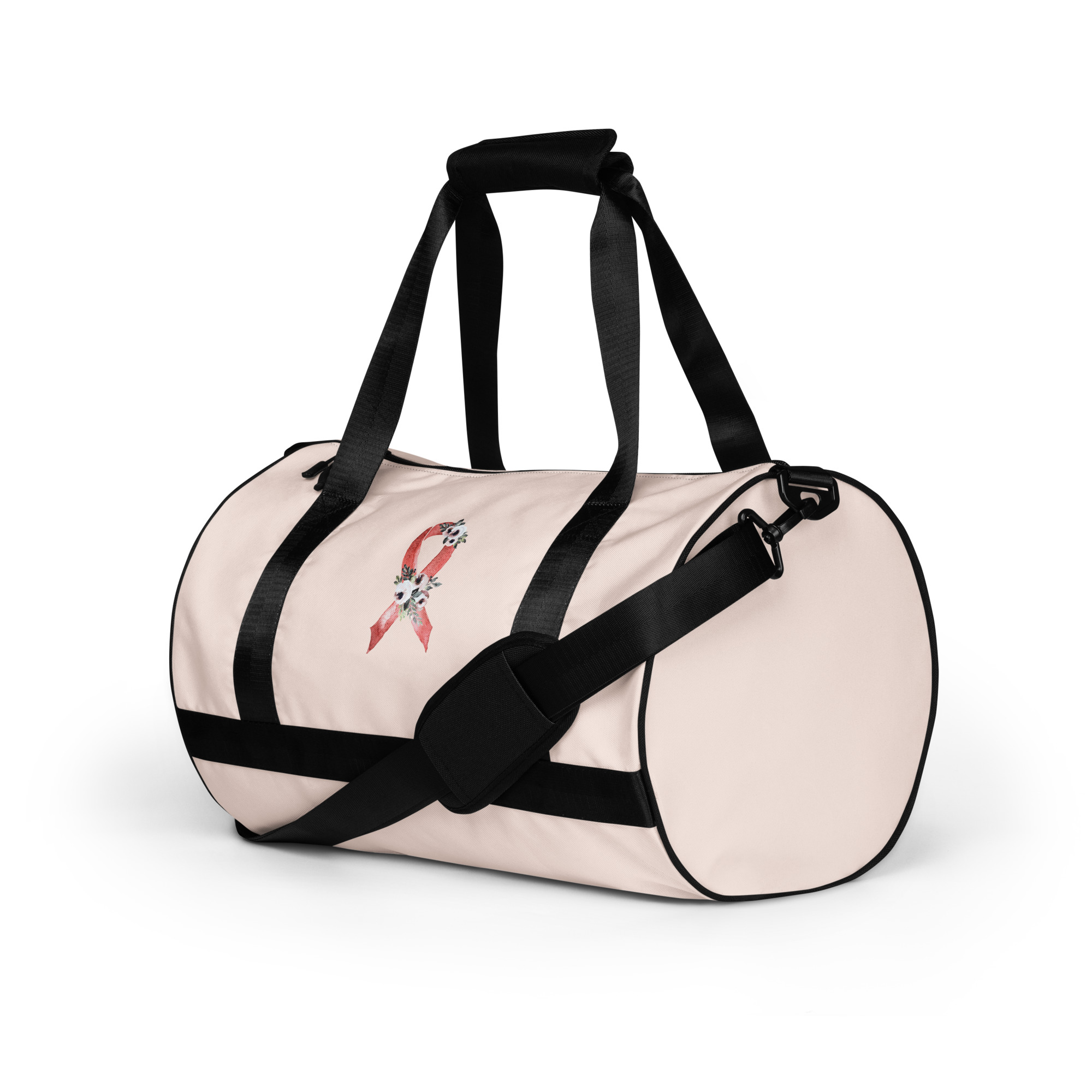 Pastel Floral Red Awareness Ribbon Medium Gym / Duffle Bag - Image 5