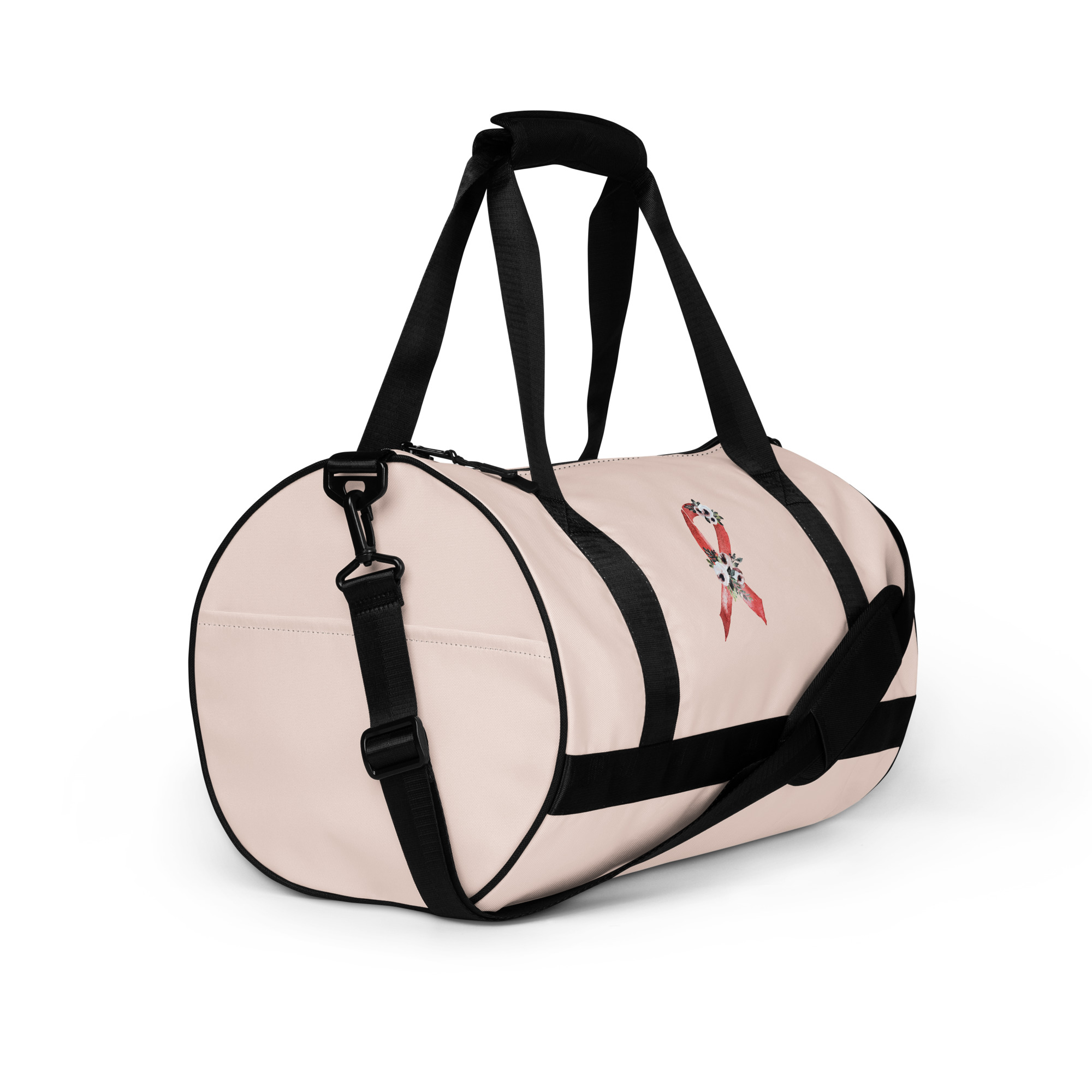 Pastel Floral Red Awareness Ribbon Medium Gym / Duffle Bag - Image 6