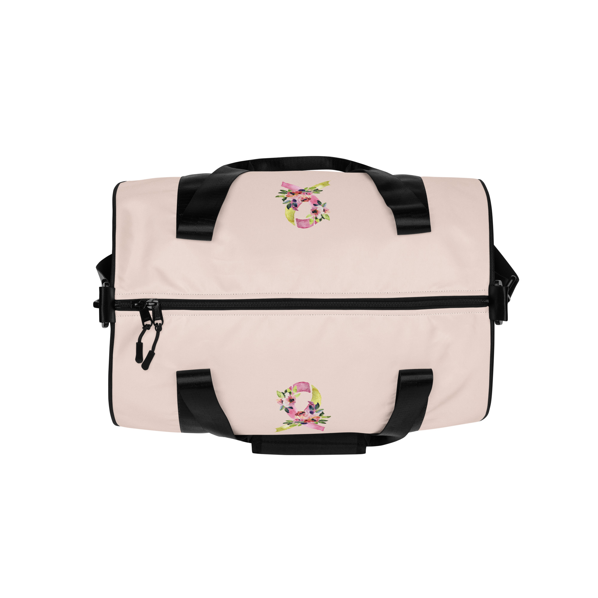 Pastel Floral Yellow & Pink Awareness Ribbon Medium Gym / Duffle Bag - Image 2