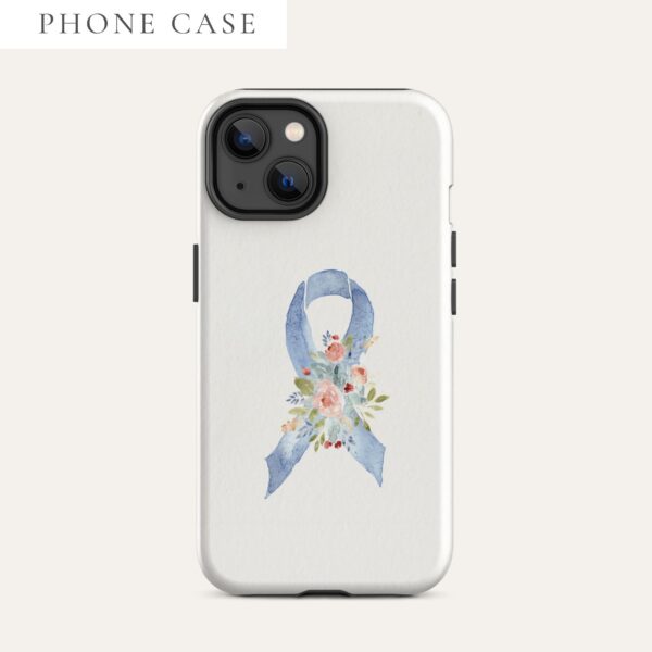Pastel Floral Blue Awareness Ribbon Tough Case for iPhone® In Beige