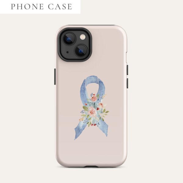 Pastel Floral Blue Awareness Ribbon Tough Case for iPhone® In Pink