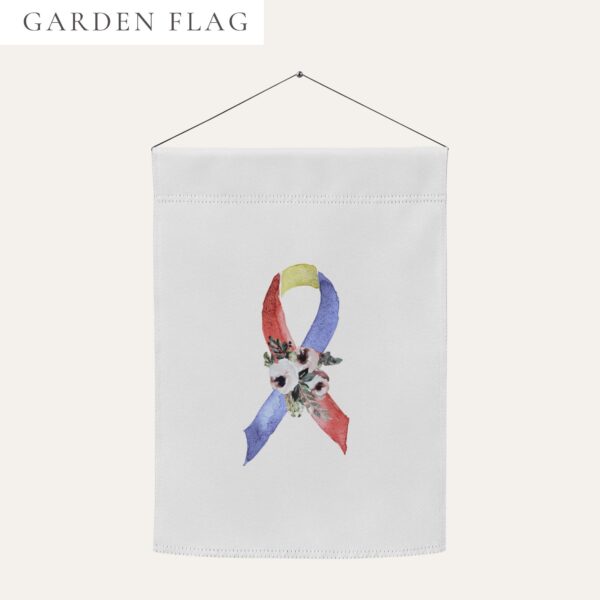 Pastel Floral Blue, Yellow & Red Awareness Ribbon Garden Flag