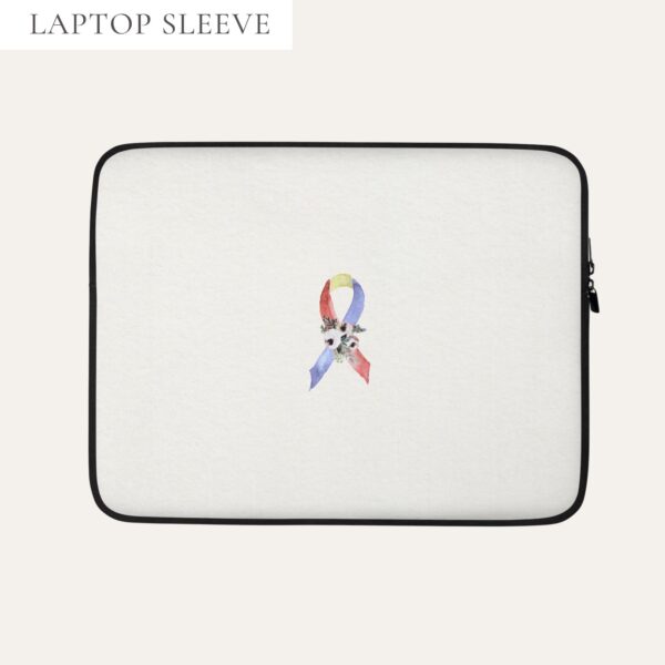 Pastel Floral Blue, Yellow & Red Awareness Ribbon Laptop Sleeve In Beige