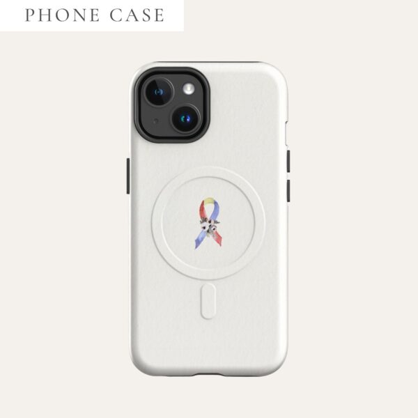 Pastel Floral Blue, Yellow & Red Awareness Ribbon MagSafe® Tough Case For iPhone® In Beige