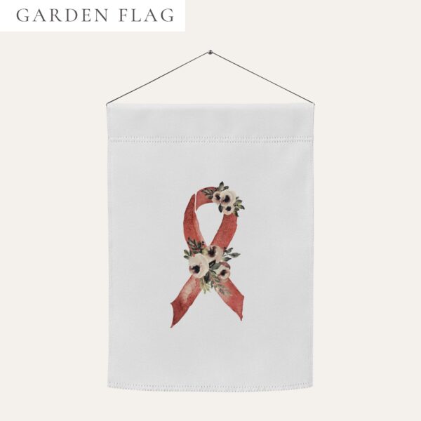 Pastel Floral Burgundy Awareness Ribbon Garden Flag