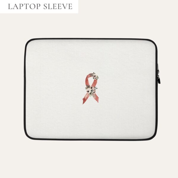 Pastel Floral Burgundy Awareness Ribbon Laptop Sleeve In Beige