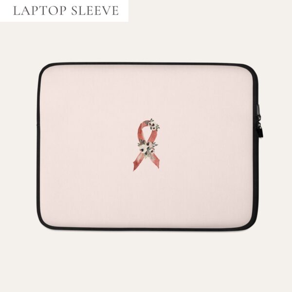 Pastel Floral Burgundy Awareness Ribbon Laptop Sleeve In Pink
