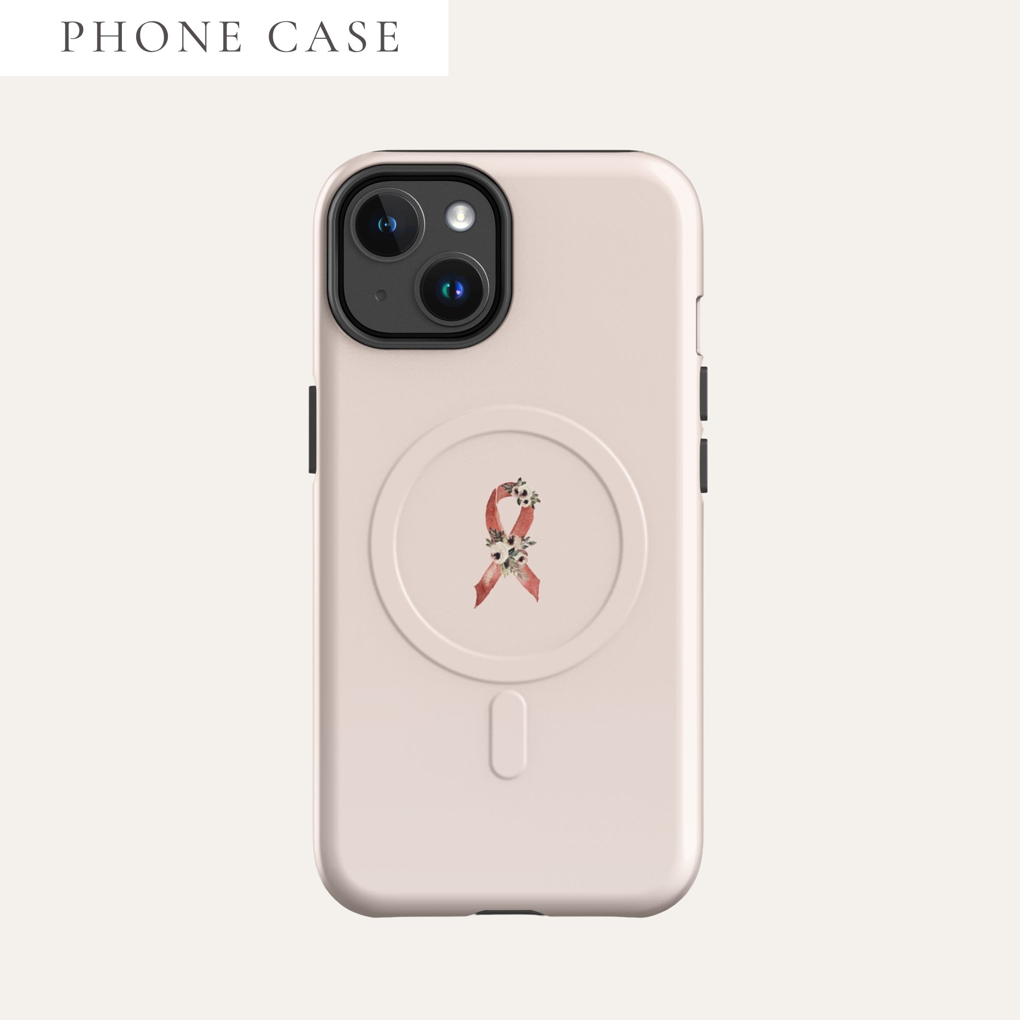 Pastel Floral Burgundy Awareness Ribbon MagSafe® Tough Case For iPhone® In Pink