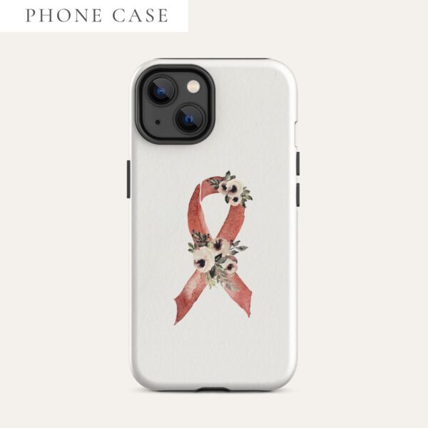 Pastel Floral Burgundy Awareness Ribbon Tough Case for iPhone® In Beige