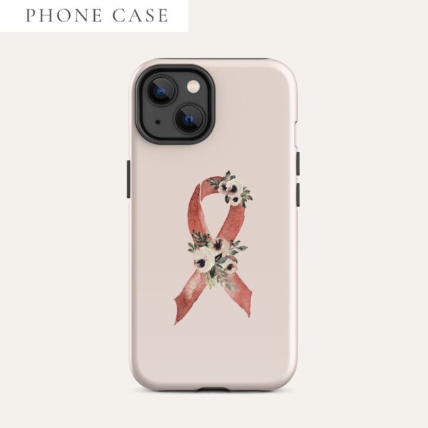 Pastel Floral Burgundy Awareness Ribbon Tough Case for iPhone® In Pink