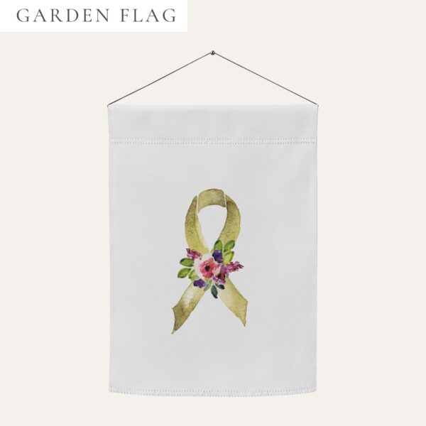 Pastel Floral Gold Awareness Ribbon Garden Flag