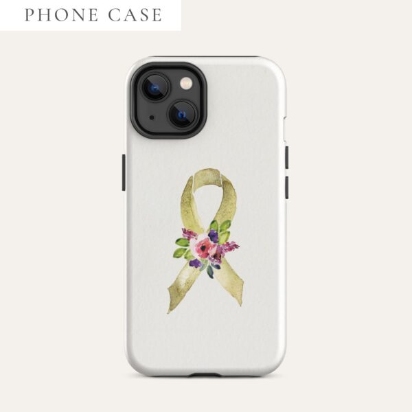 Pastel Floral Gold Awareness Ribbon Tough Case for iPhone® In Beige