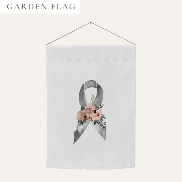 Pastel Floral Gray Awareness Ribbon Garden Flag