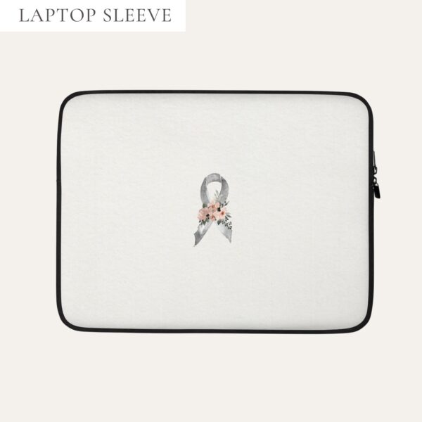 Pastel Floral Gray Awareness Ribbon Laptop Sleeve In Beige