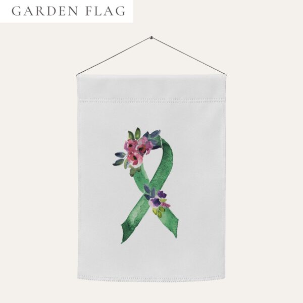 Pastel Floral Green Awareness Ribbon Garden Flag