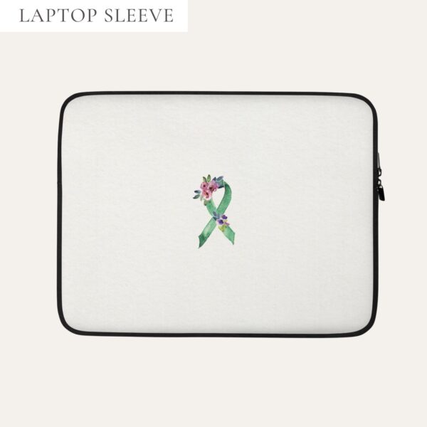 Pastel Floral Green Awareness Ribbon Laptop Sleeve In Beige
