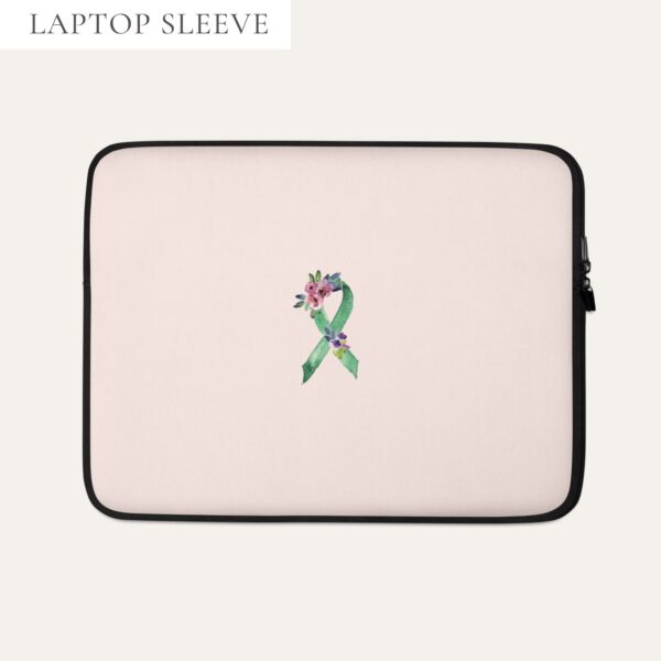Pastel Floral Green Awareness Ribbon Laptop Sleeve In Pink