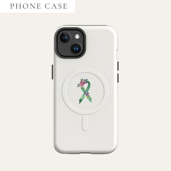 Pastel Floral Green Awareness Ribbon MagSafe® Tough Case For iPhone® In Beige