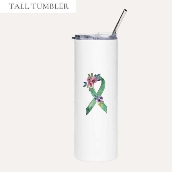 Pastel Floral green Awareness Ribbon Stainless Steel Tumbler