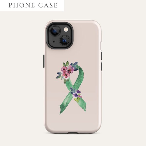 Pastel Floral Green Awareness Ribbon Tough Case for iPhone® In Pink