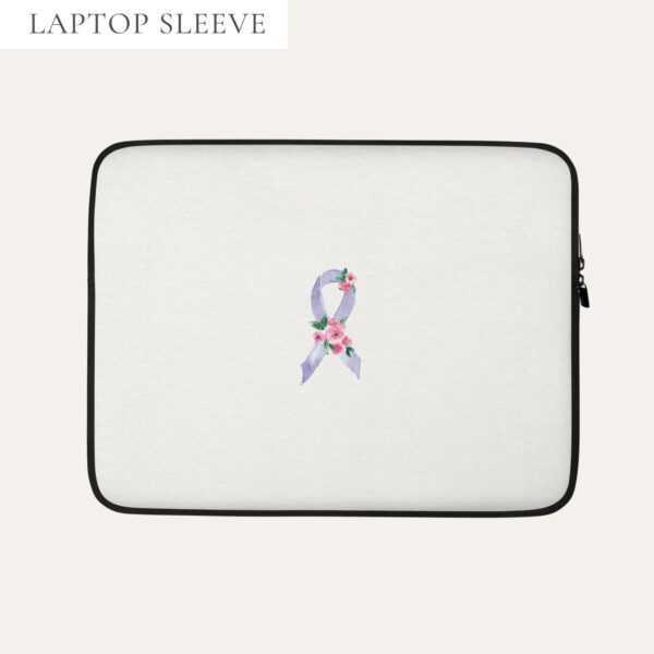 Pastel Floral Lavender Awareness Ribbon Laptop Sleeve In Beige