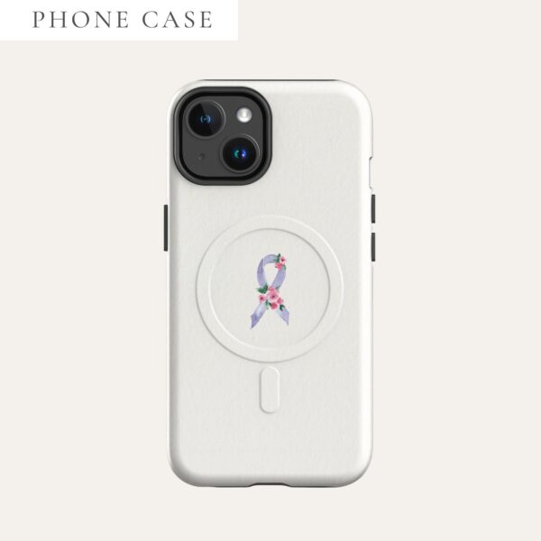 Pastel Floral Lavender Awareness Ribbon MagSafe® Tough Case For iPhone® In Beige