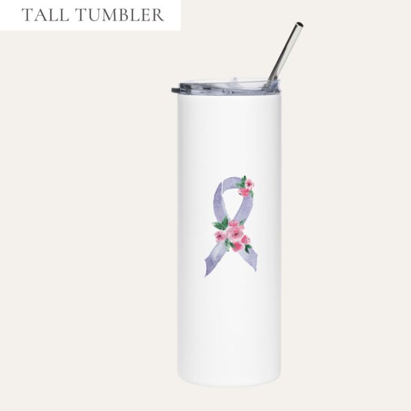Pastel Floral Lavender Awareness Ribbon Stainless Steel Tumbler