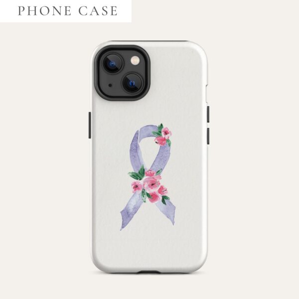 Pastel Floral Lavender Awareness Ribbon Tough Case for iPhone® In Beige