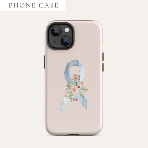 Pastel Floral Light Blue Awareness Ribbon Tough Case for iPhone® In Pink
