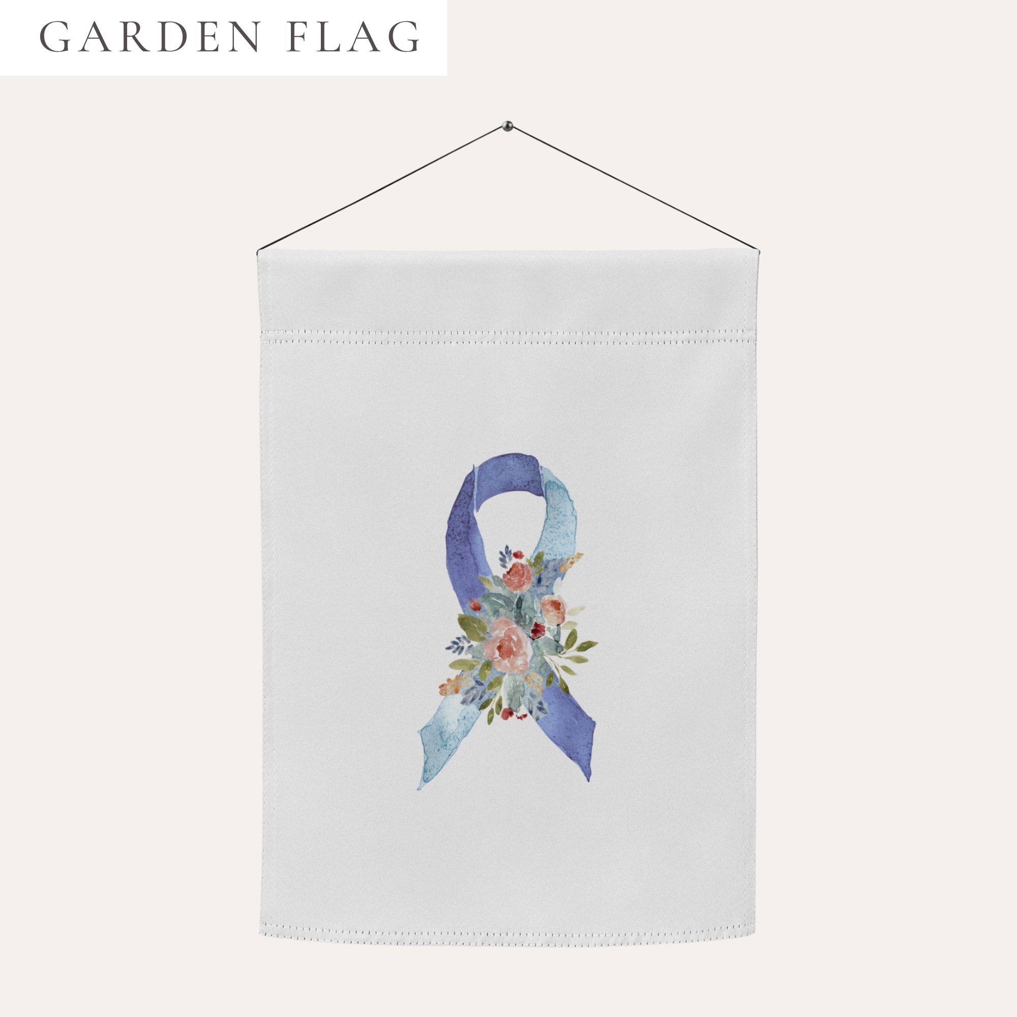 Pastel Floral Light Blue & Blue Awareness Ribbon Garden Flag