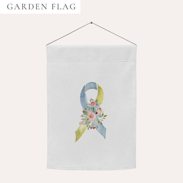 Pastel Floral Light Blue & Yellow Awareness Ribbon Garden Flag