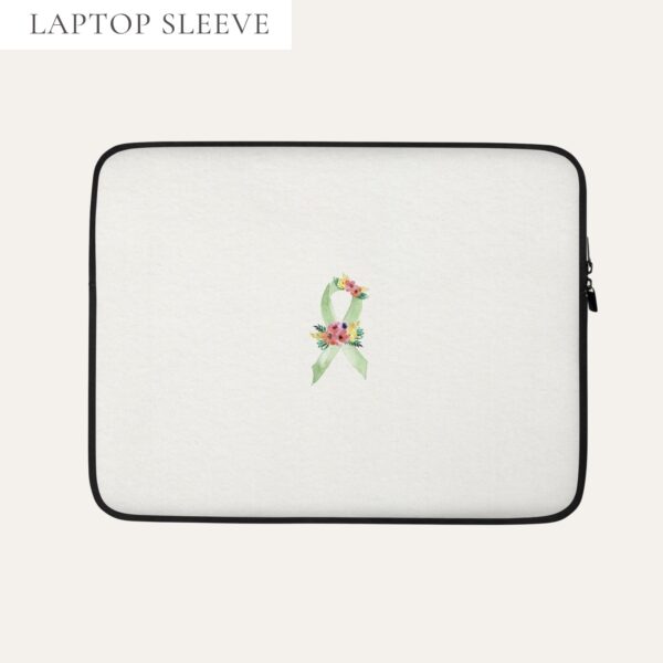 Pastel Floral Lime Green Awareness Ribbon Laptop Sleeve In Beige