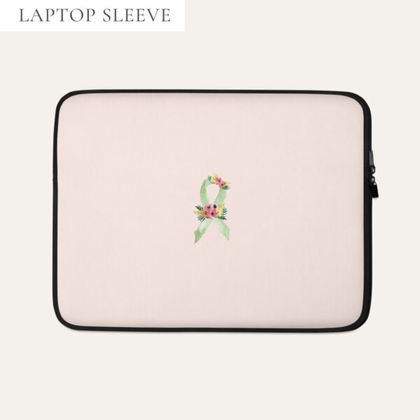 Pastel Floral Lime Green Awareness Ribbon Laptop Sleeve In Pink