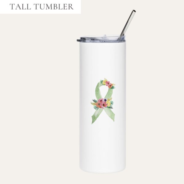 Pastel Floral Lime Green Awareness Ribbon Stainless Steel Tumbler