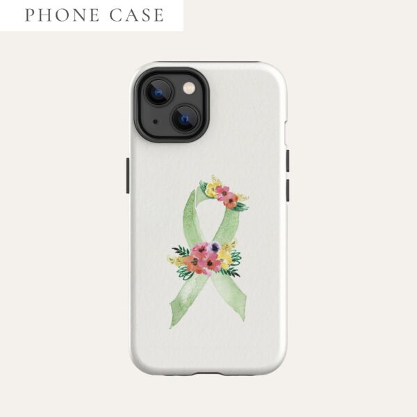 Pastel Floral Lime Green Awareness Ribbon Tough Case for iPhone® In Beige