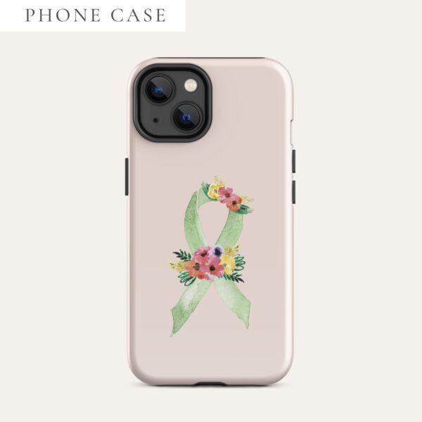 Pastel Floral Lime Green Awareness Ribbon Tough Case for iPhone® In Pink