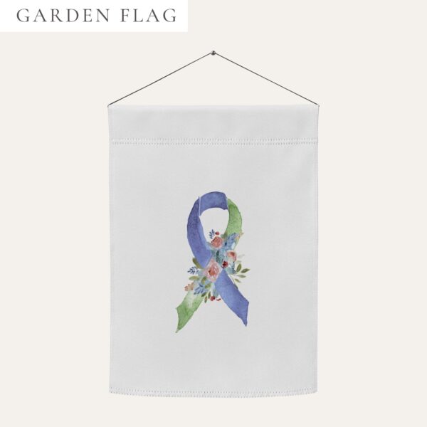 Pastel Floral Lime Green & Blue Awareness Ribbon Garden Flag