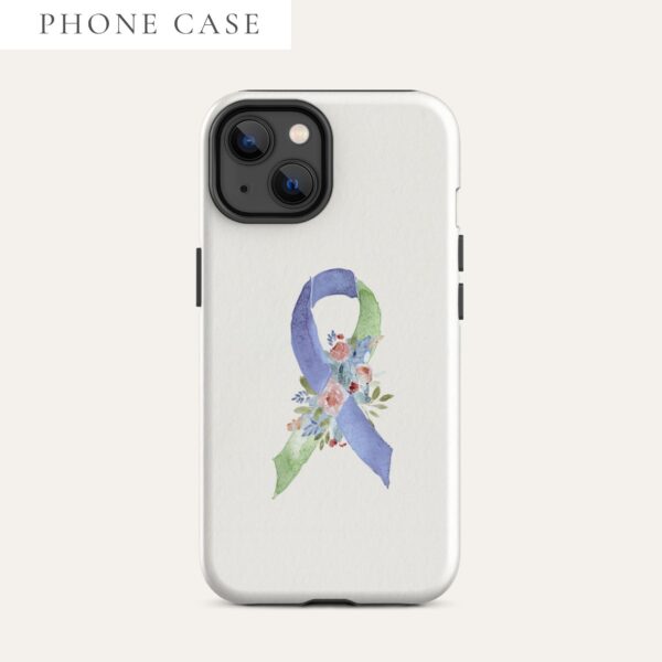Pastel Floral Lime Green & Blue Awareness Ribbon Tough Case for iPhone® In Beige