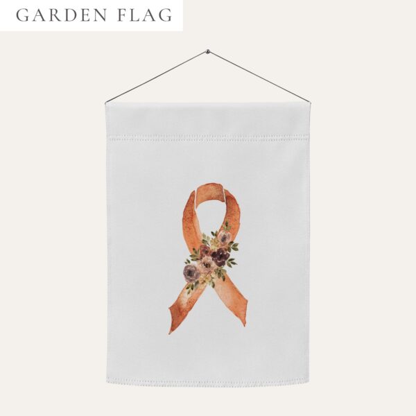 Pastel Floral Orange Awareness Ribbon Garden Flag