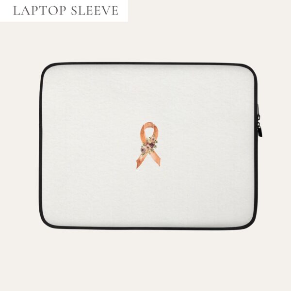Pastel Floral Orange Awareness Ribbon Laptop Sleeve In Beige