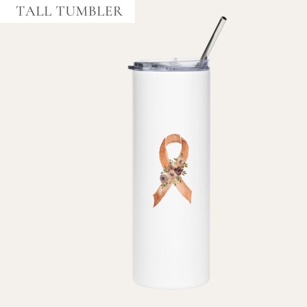 Pastel Floral Orange Awareness Ribbon Stainless Steel Tumbler