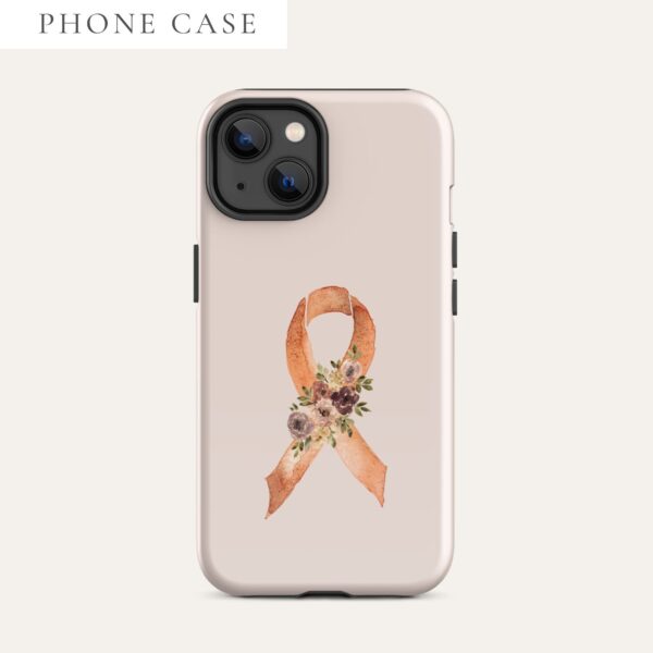 Pastel Floral Orange Awareness Ribbon Tough Case for iPhone® In Pink