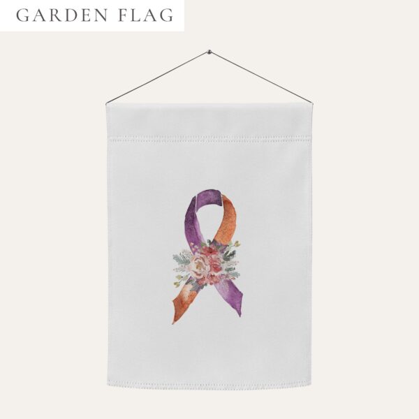Pastel Floral Orange & Purple Awareness Ribbon Garden Flag