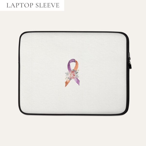 Pastel Floral Orange & Purple Awareness Ribbon Laptop Sleeve In Beige