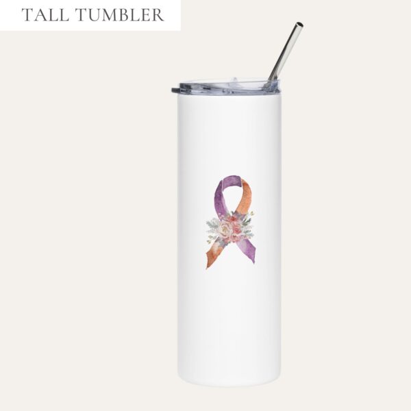 Pastel Floral Orange & Purple Awareness Ribbon Stainless Steel Tumbler